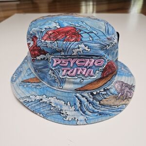 Psycho Tuna Bucket Hat Shell Surf‎ NWT OS  Surfer Waterman Beach Boat Fish